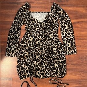 SHEIN cheetah print drawstring dress